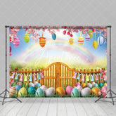 Aperturee - Aperturee Festive Easter Scene Colorful Eggs Rainbow Backdrop
